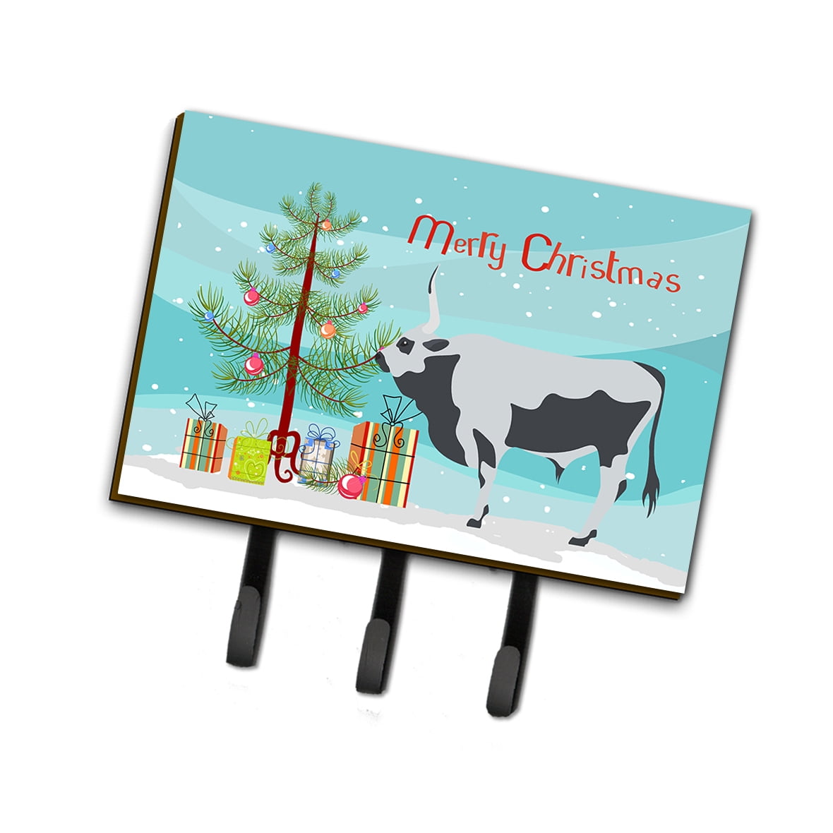 BB9191TH68 Hungarian Grey Steppe Cow Christmas Leash or Key Holder