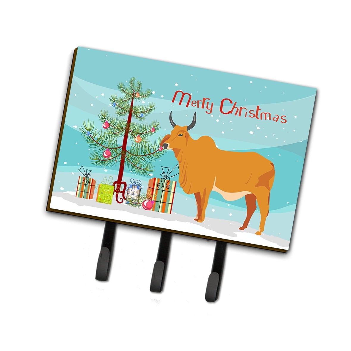 BB9192TH68 Zebu Indicine Cow Christmas Leash or Key Holder