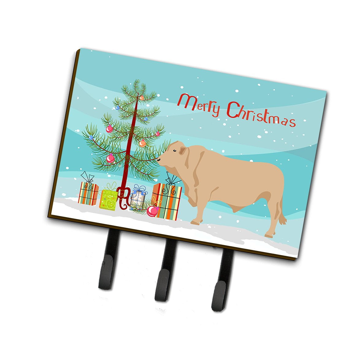 BB9193TH68 Charolais Cow Christmas Leash or Key Holder