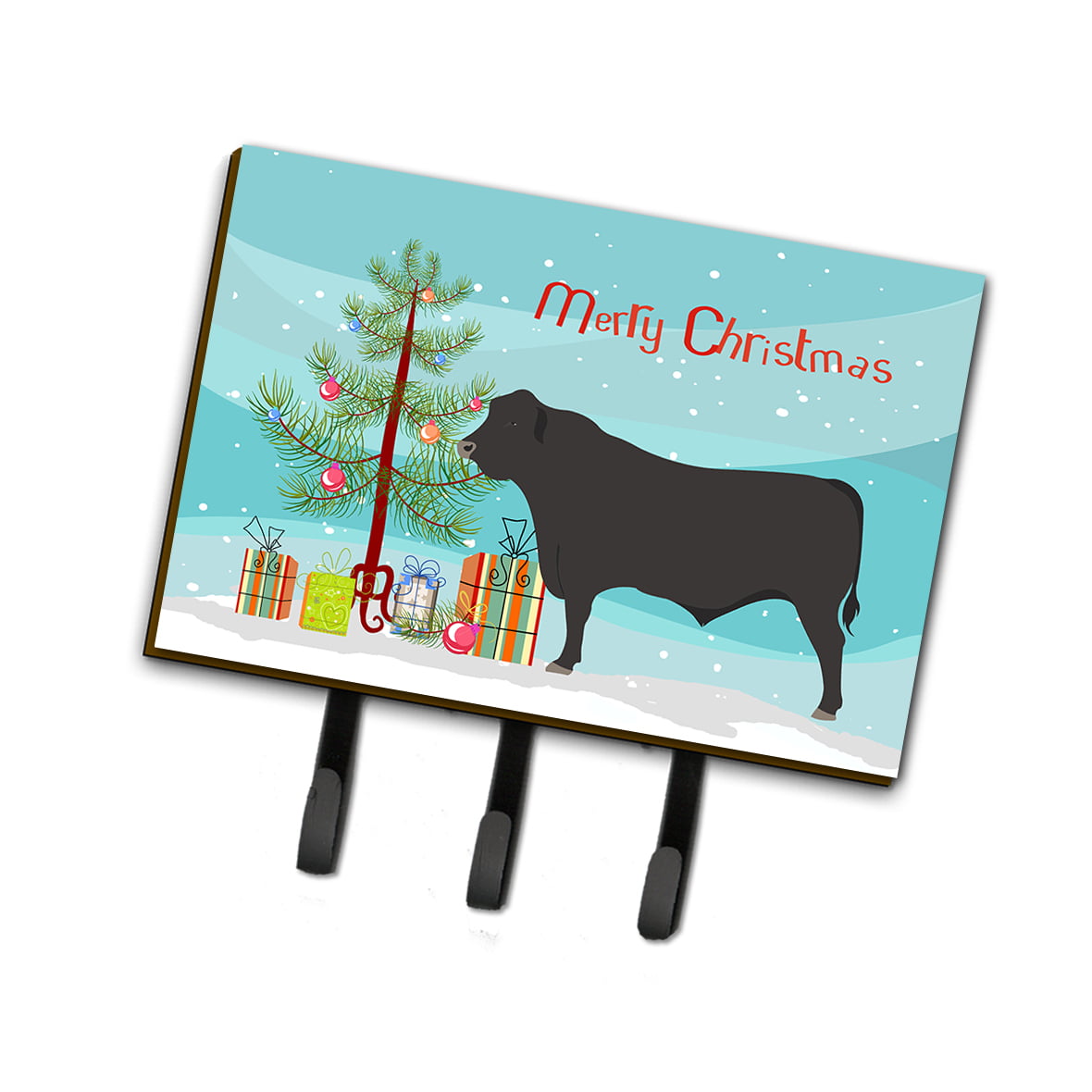 Black Angus Cow Christmas Leash or Key Holder