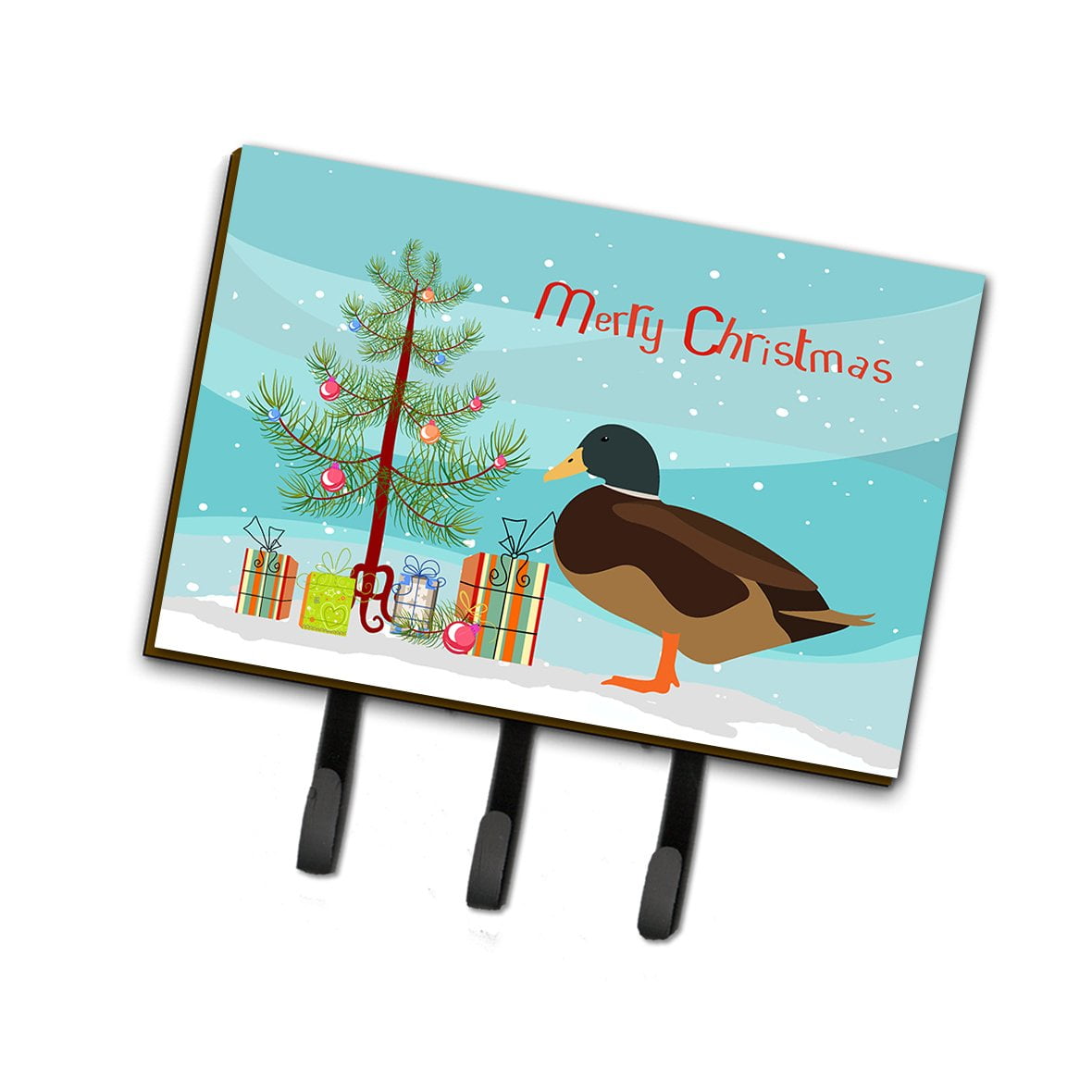 BB9234TH68 Silver Bantam Duck Christmas Leash or Key Holder