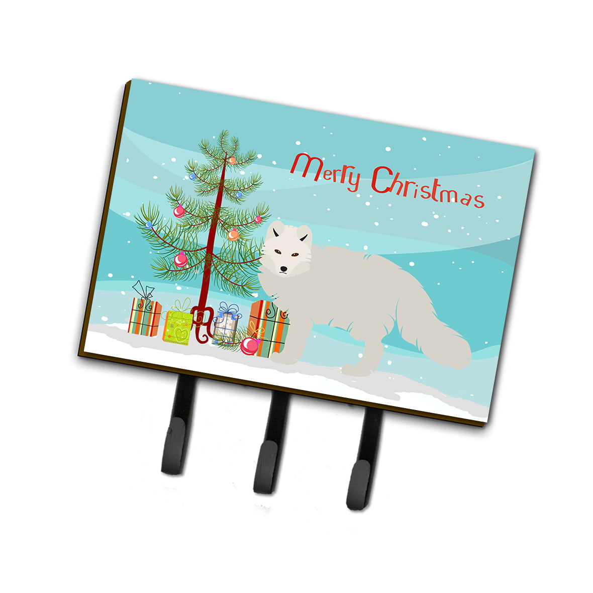 BB9244TH68 White Arctic Fox Christmas Leash or Key Holder