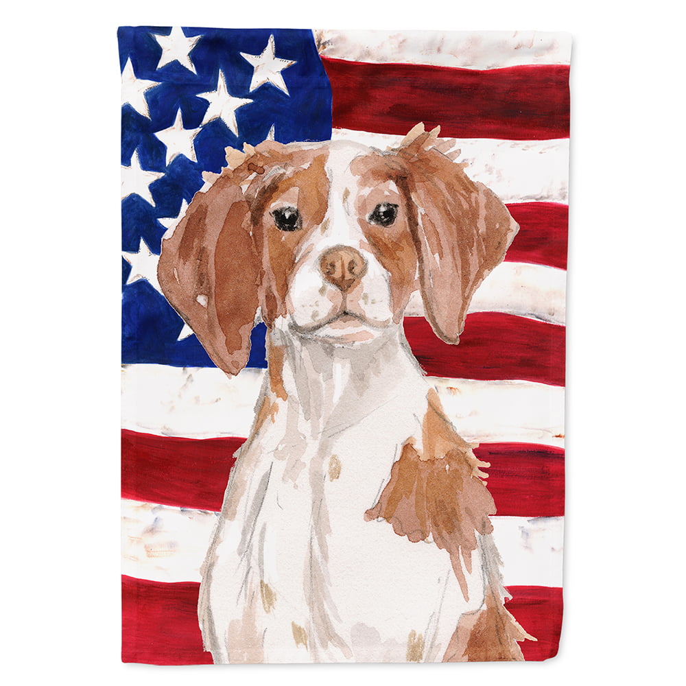 Brittany Spaniel Patriotic Flag - Garden Size