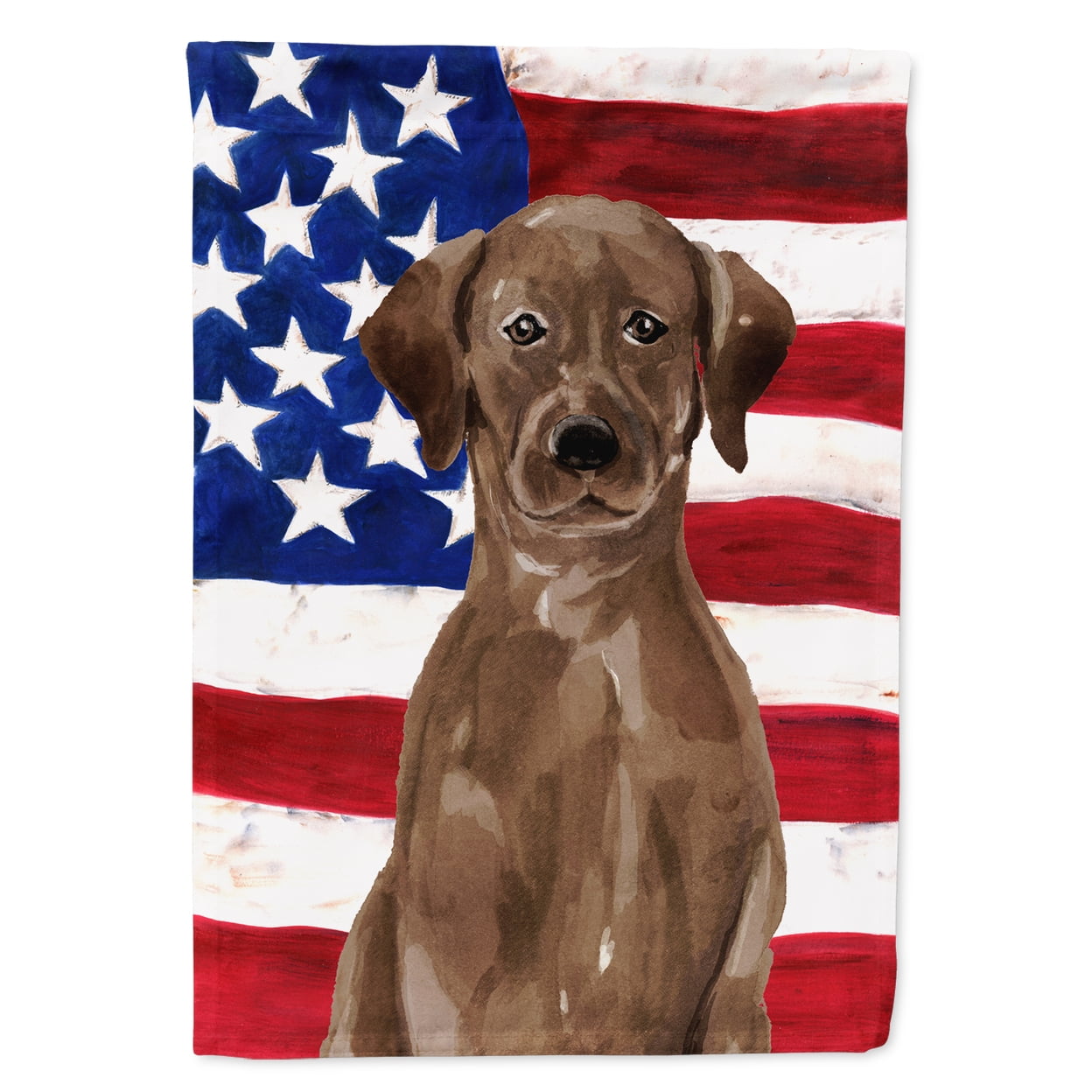 Chocolate Labrador Patriotic Flag - Garden Size