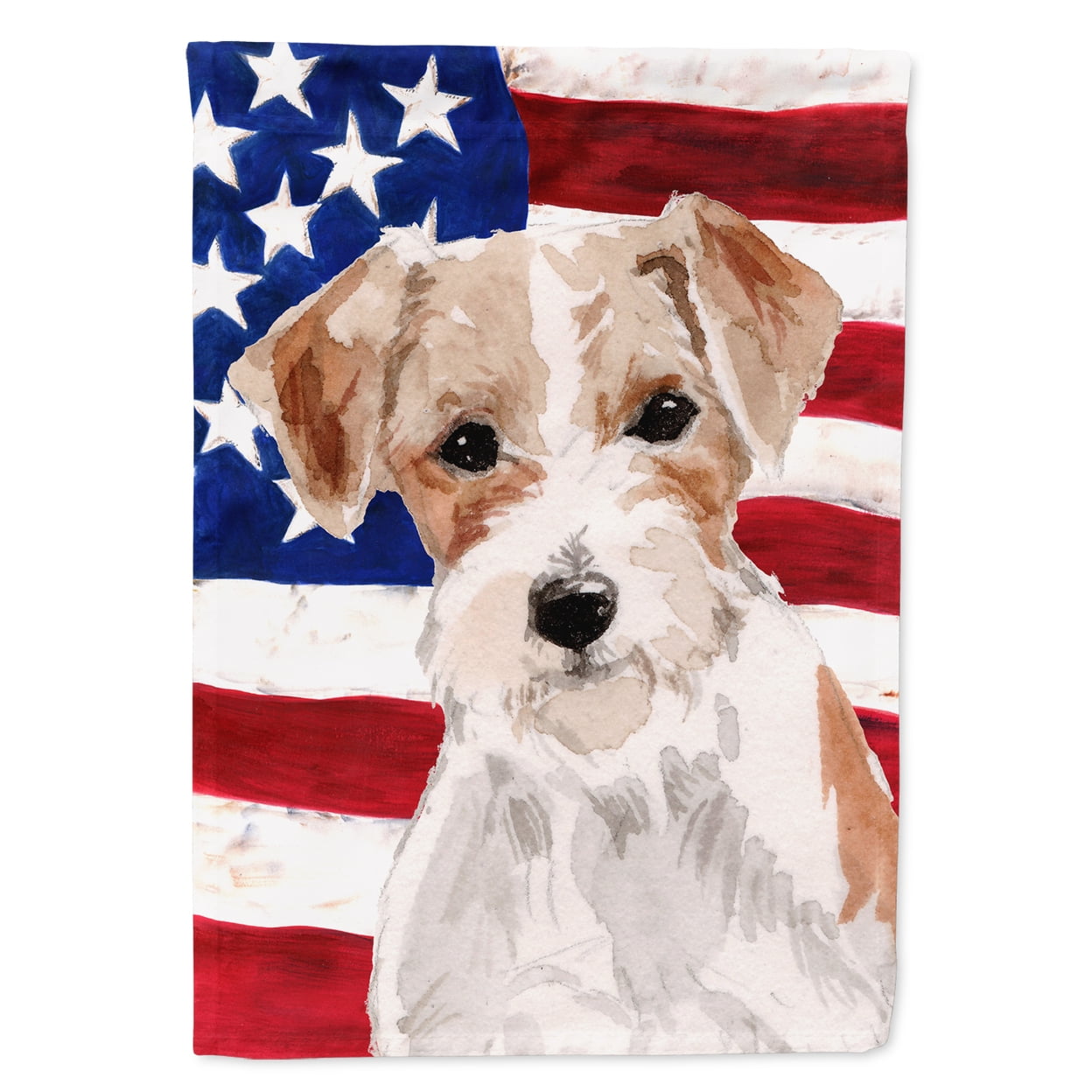 Wire Hair Jack Russell Patriotic Flag - Garden Size