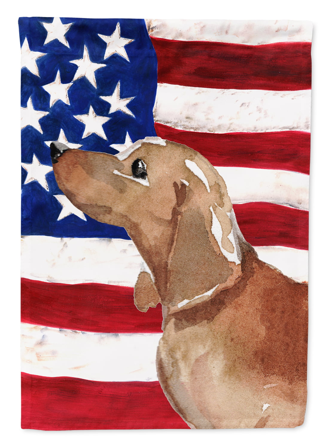 Red Tan Dachshund Patriotic Flag - Garden Size