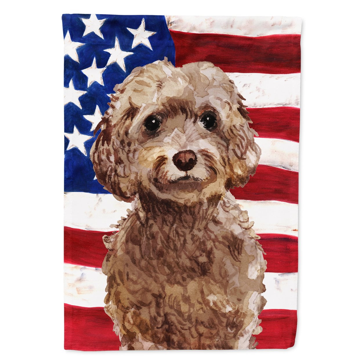 Brown Cockapoo Patriotic Flag - Garden Size