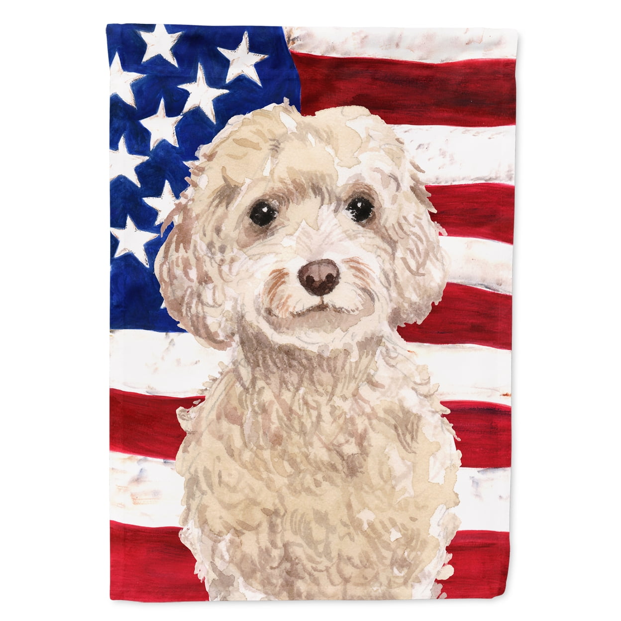 BB9375GF Champagne Cockapoo Patriotic Flag - Garden Size