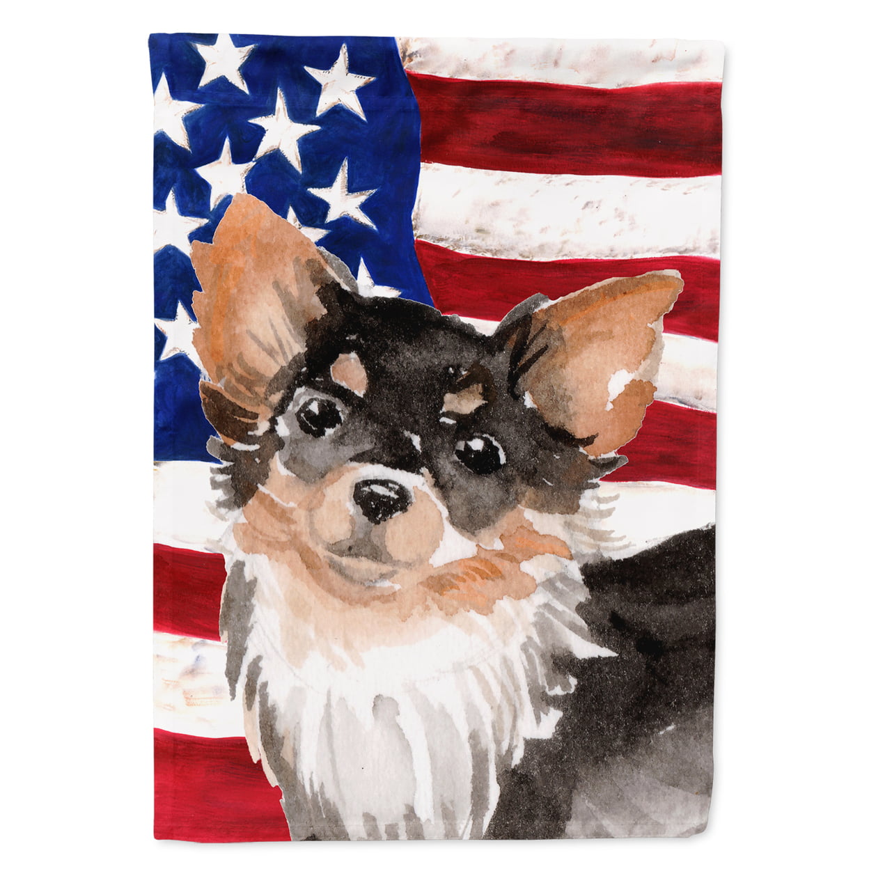 Long Haired Chihuahua Patriotic Flag - Garden Size