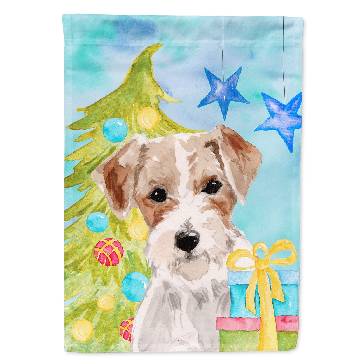 Wire Hair Jack Russell Christmas Flag - Garden Size