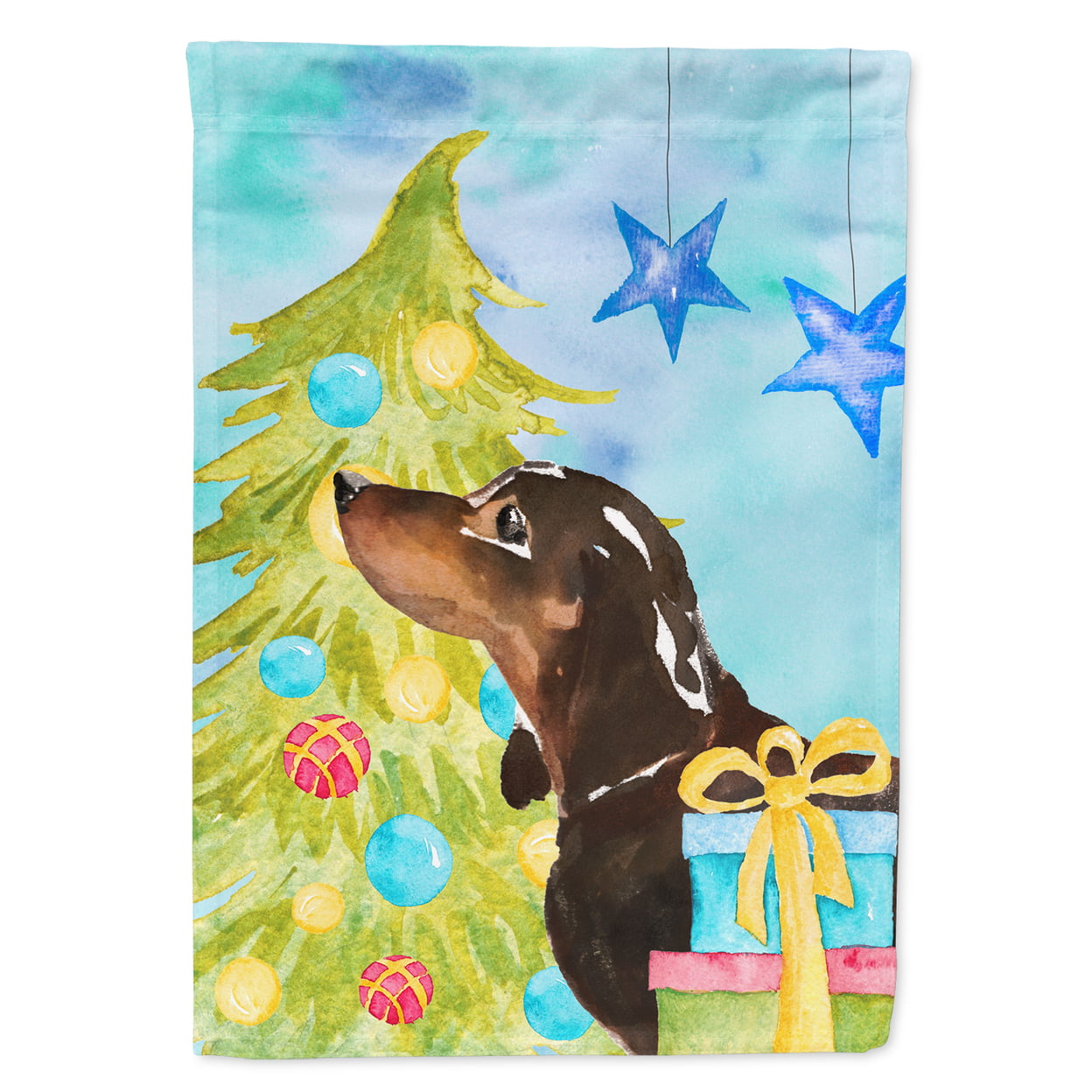 Black & Tan Dachshund Christmas Flag - Garden Size