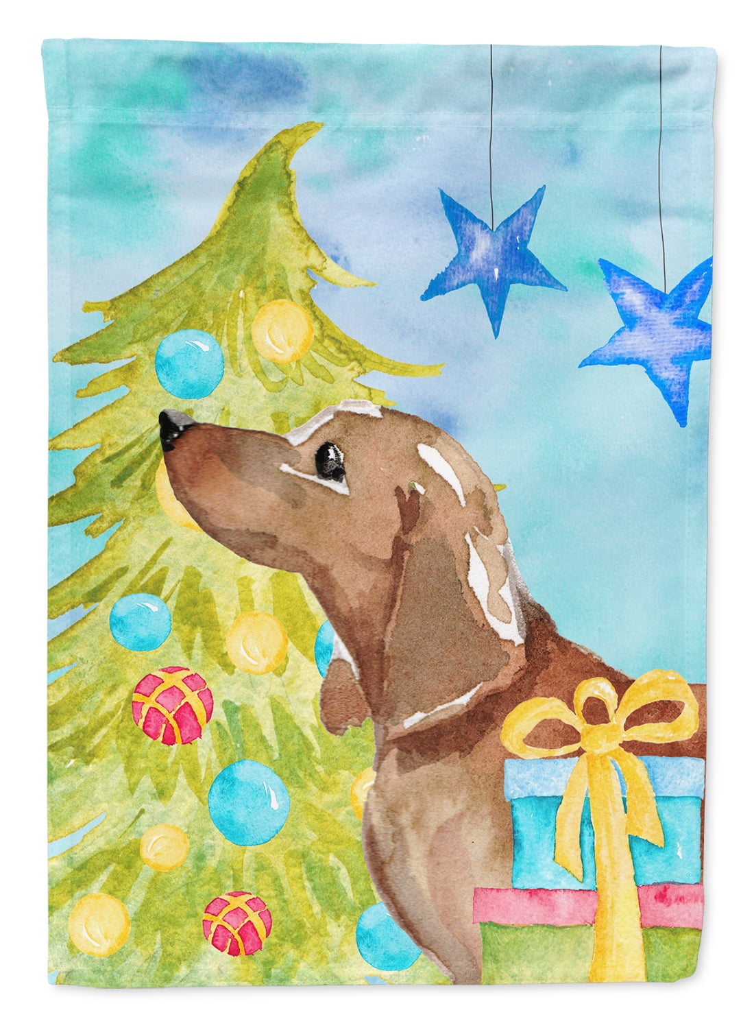 Red Tan Dachshund Christmas Flag - Garden Size