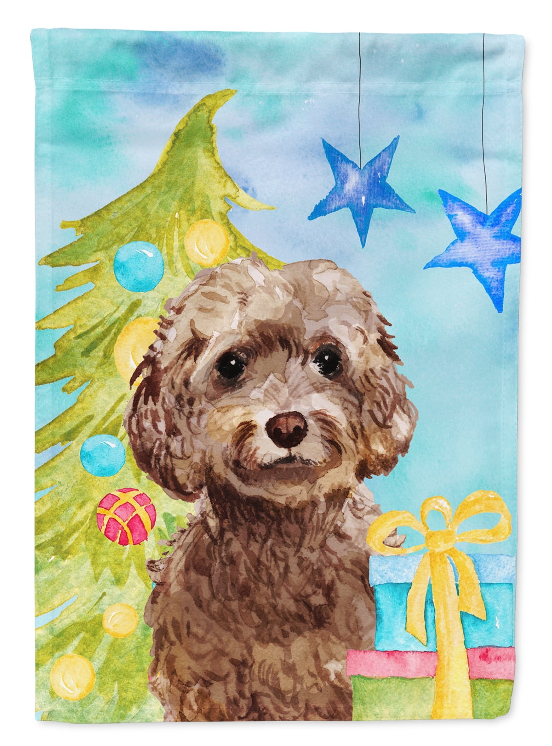 BB9409GF Brown Cockapoo Christmas Flag - Garden Size