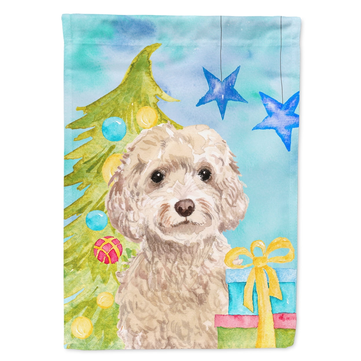 Champagne Cockapoo Christmas Flag - Garden Size