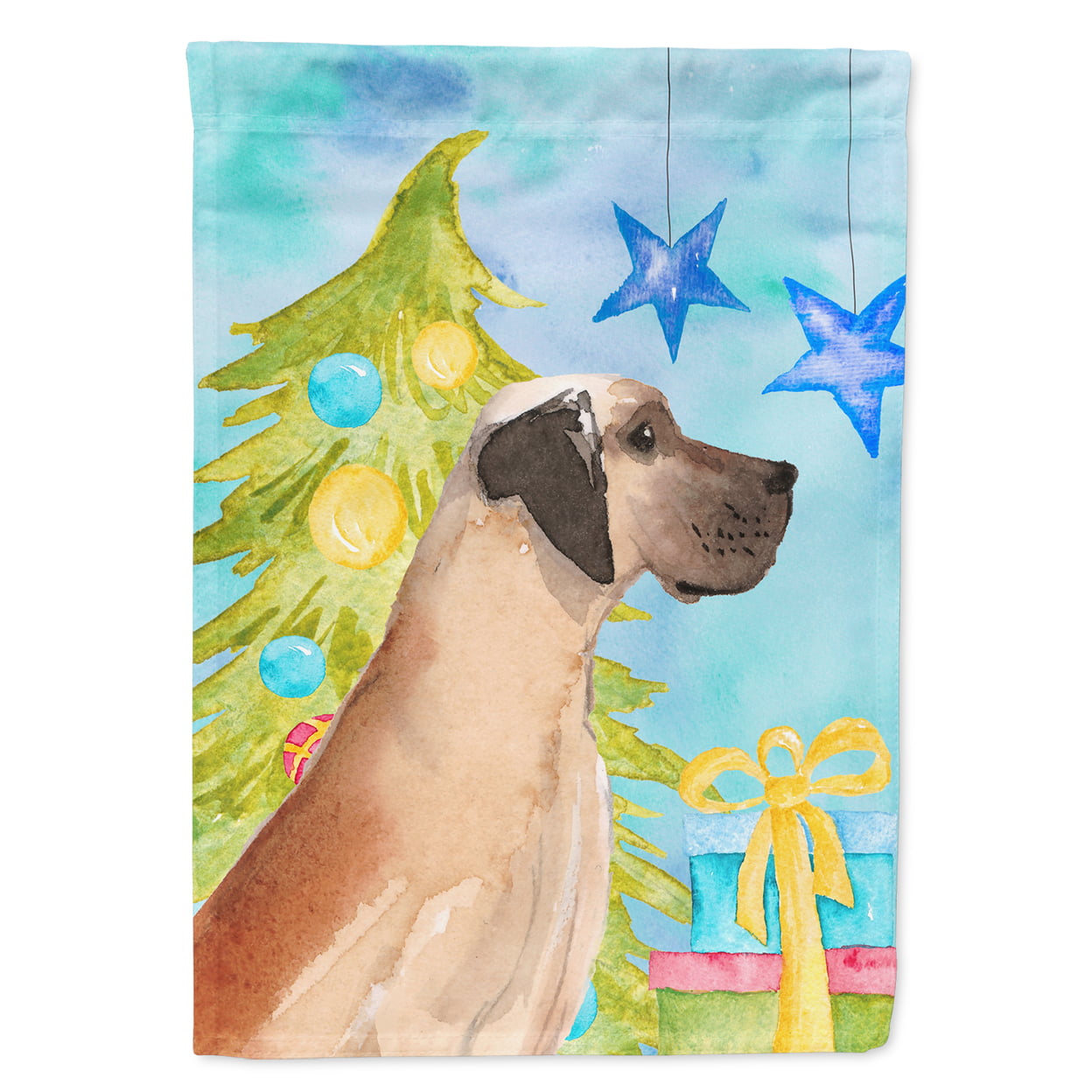 Fawn Natural Great Dane Christmas Flag - Garden Size