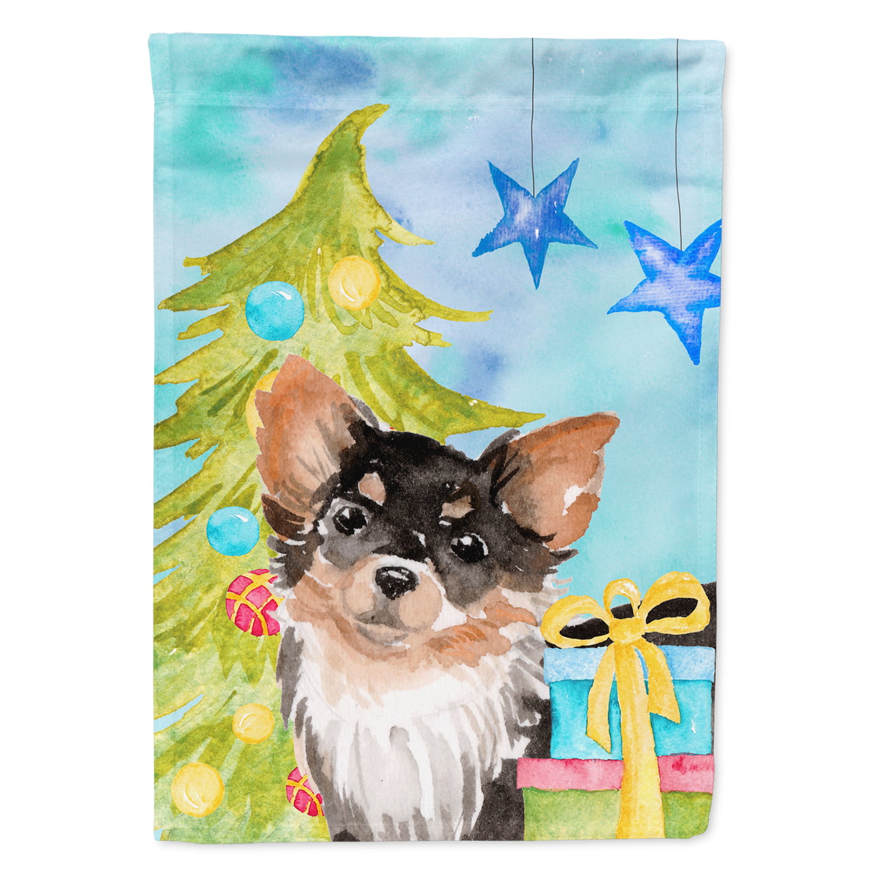 Long Haired Chihuahua Christmas Flag - Garden Size
