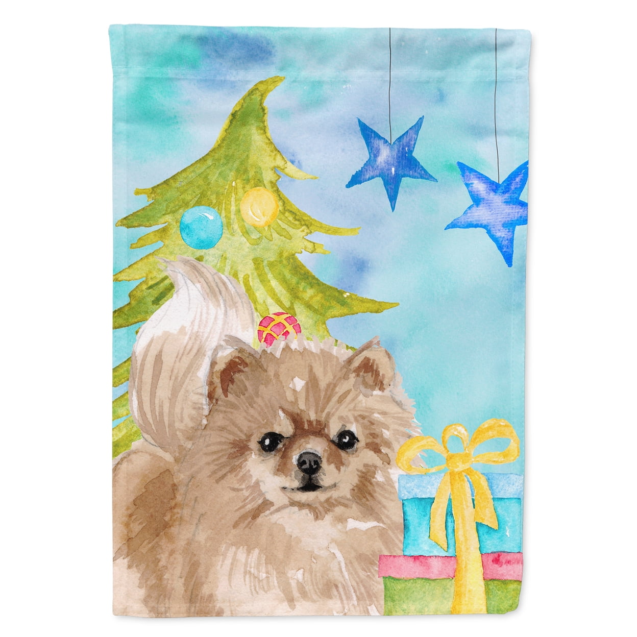 Pomeranian Christmas Flag - Garden Size