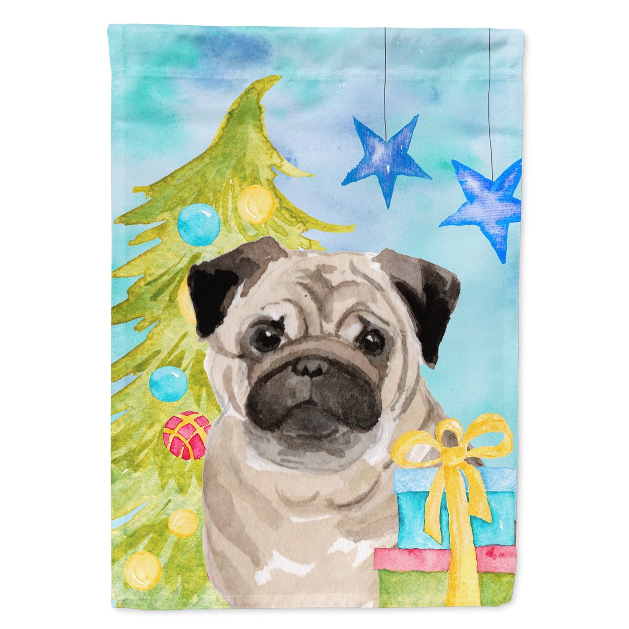 Fawn Pug Christmas Flag - Garden Size