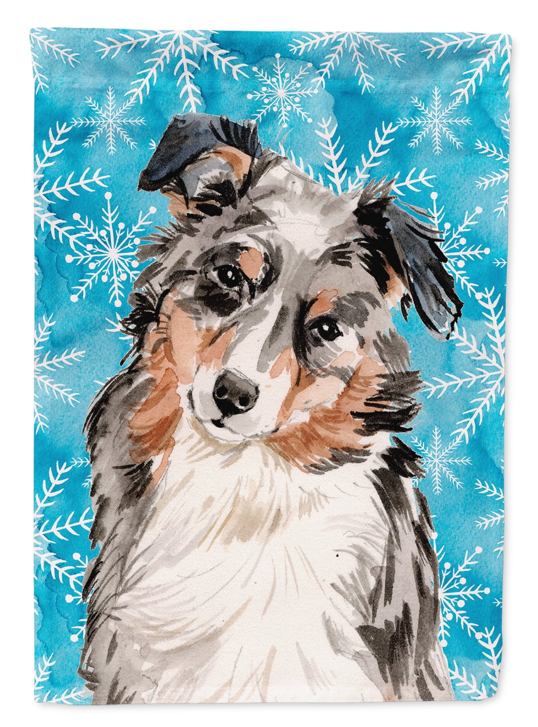 Australian Shepherd Winter Flag - Garden Size