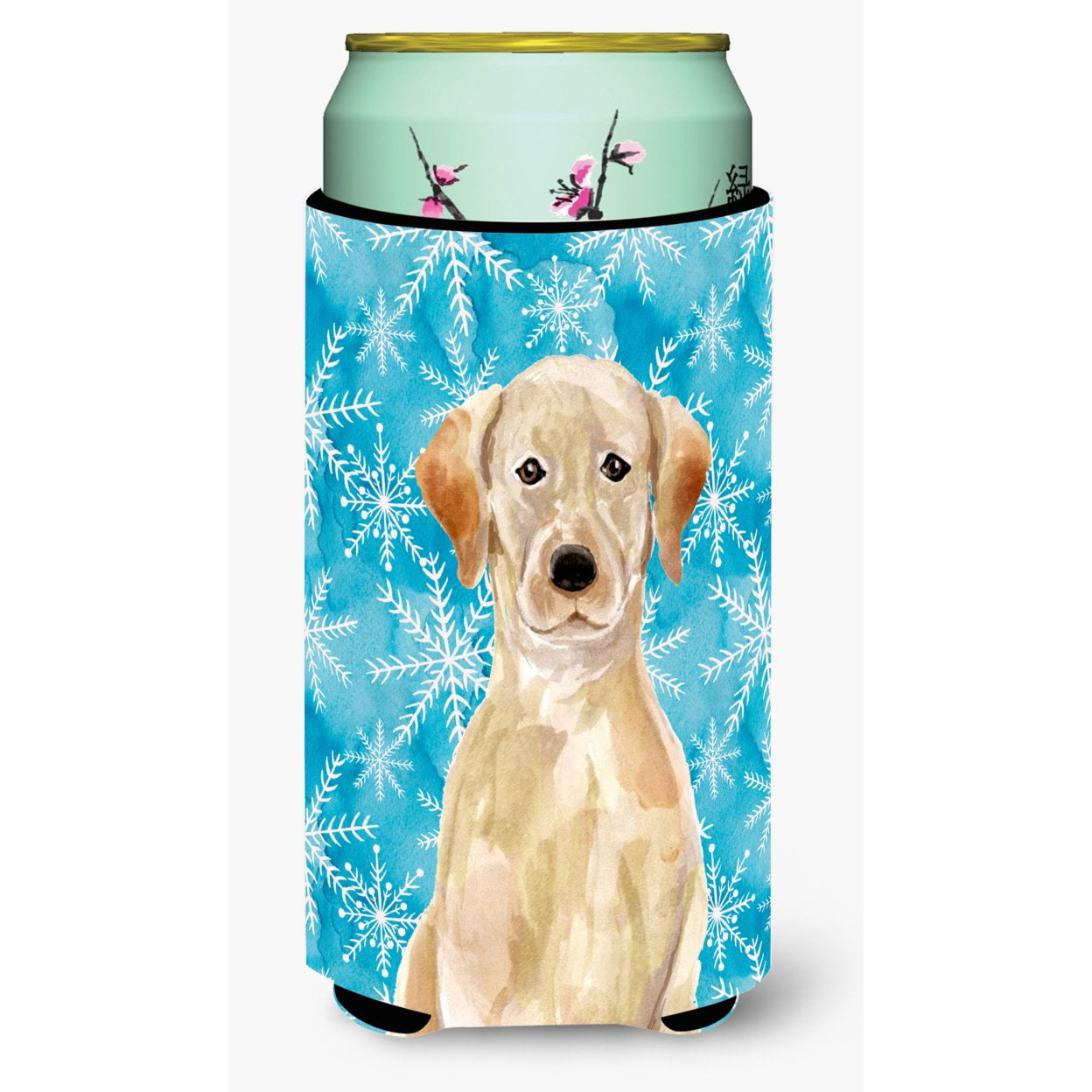 Yellow Labrador Winter Tall Boy Beverage Insulator Hugger