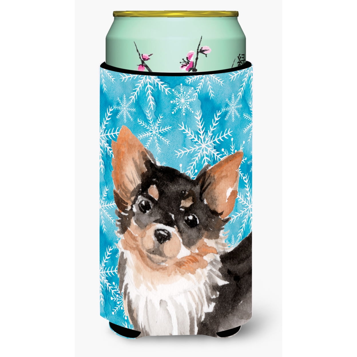 Long Haired Chihuahua Winter Tall Boy Beverage Insulator Hugger