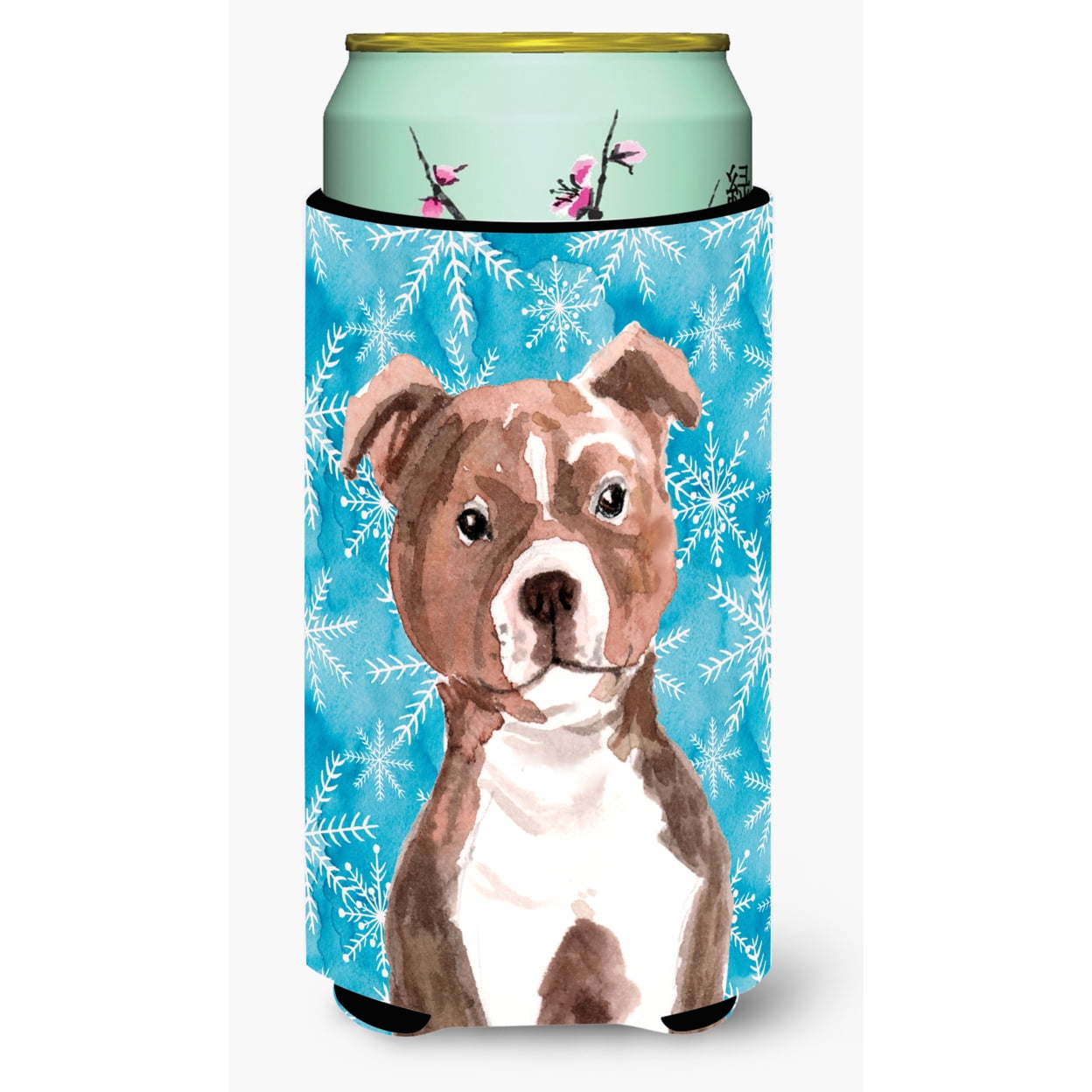 Picture of Carolines Treasures BB9462TBC Red Staffie Bull Terrier Winter Tall Boy Beverage Insulator Hugger