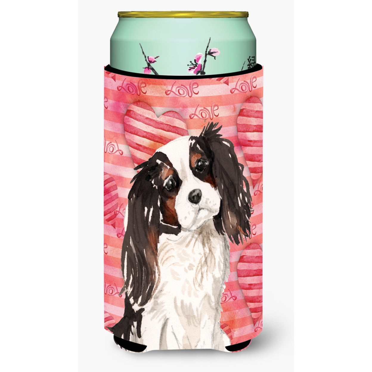 Tricolor Cavalier Spaniel Love Tall Boy Beverage Insulator Hugger