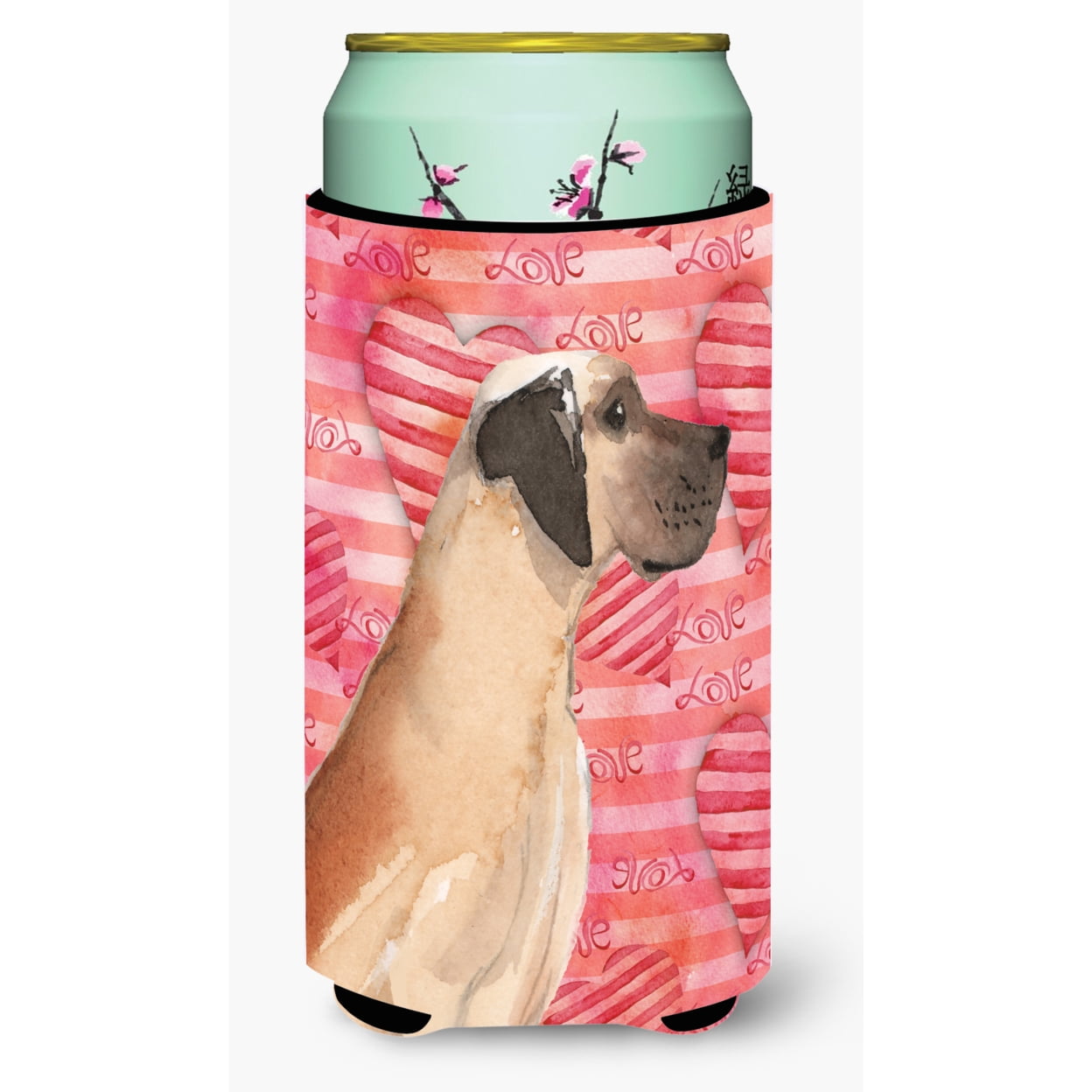 Fawn Natural Great Dane Love Tall Boy Beverage Insulator Hugger