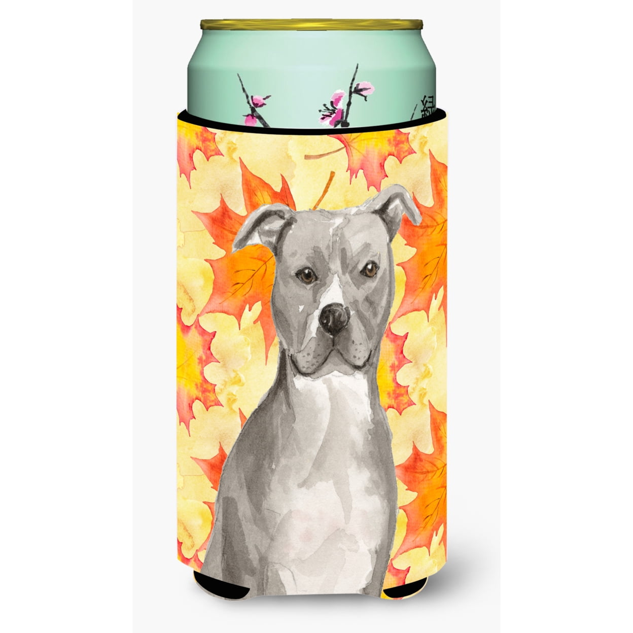 Picture of Carolines Treasures BB9500TBC Staffordshire Bull Terrier Fall Tall Boy Beverage Insulator Hugger