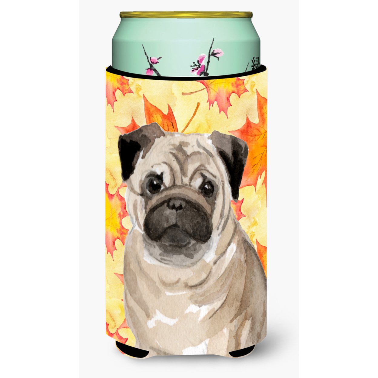 Fawn Pug Fall Tall Boy Beverage Insulator Hugger