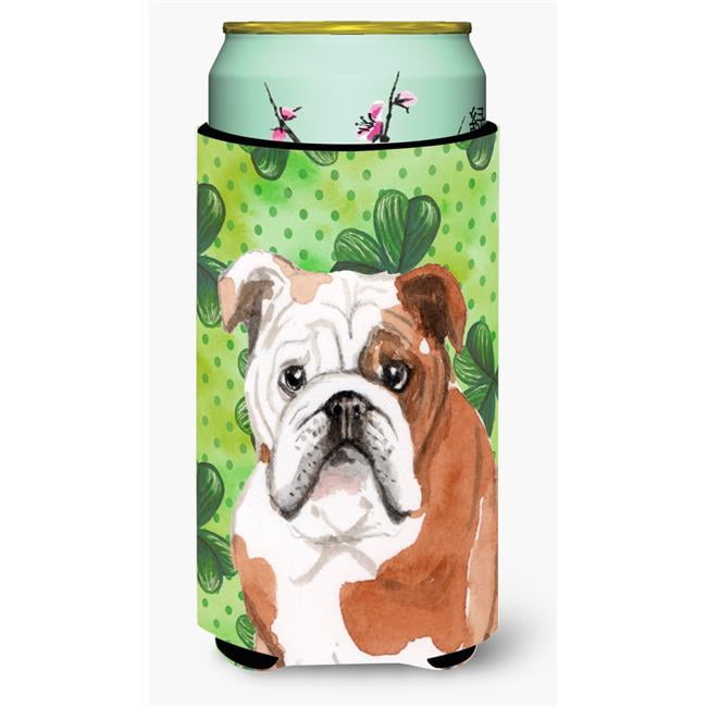 English Bulldog St Patricks Tall Boy Beverage Insulator Hugger