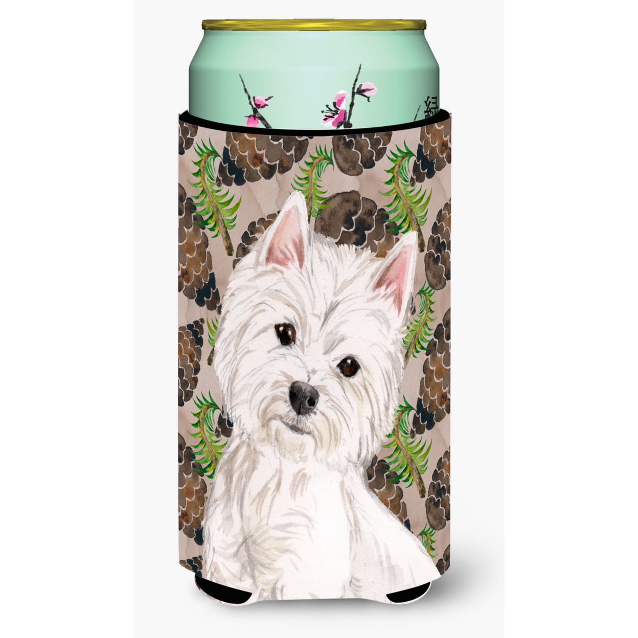 Westie Pine Cones Tall Boy Beverage Insulator Hugger