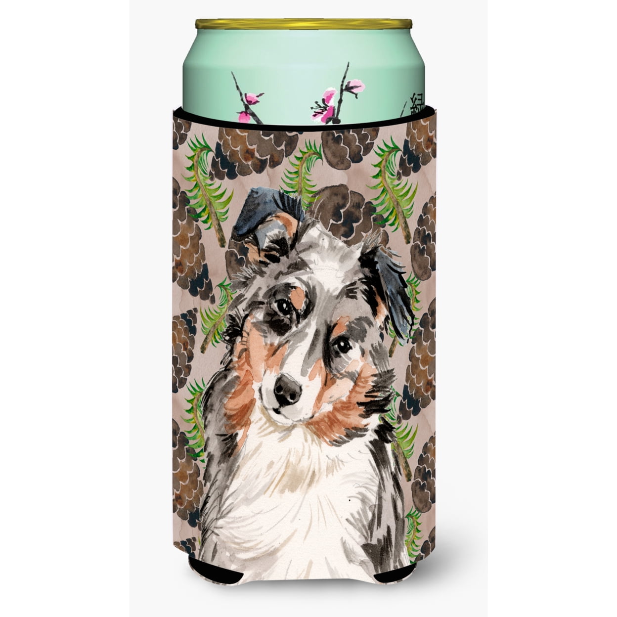 Australian Shepherd Pine Cones Tall Boy Beverage Insulator Hugger