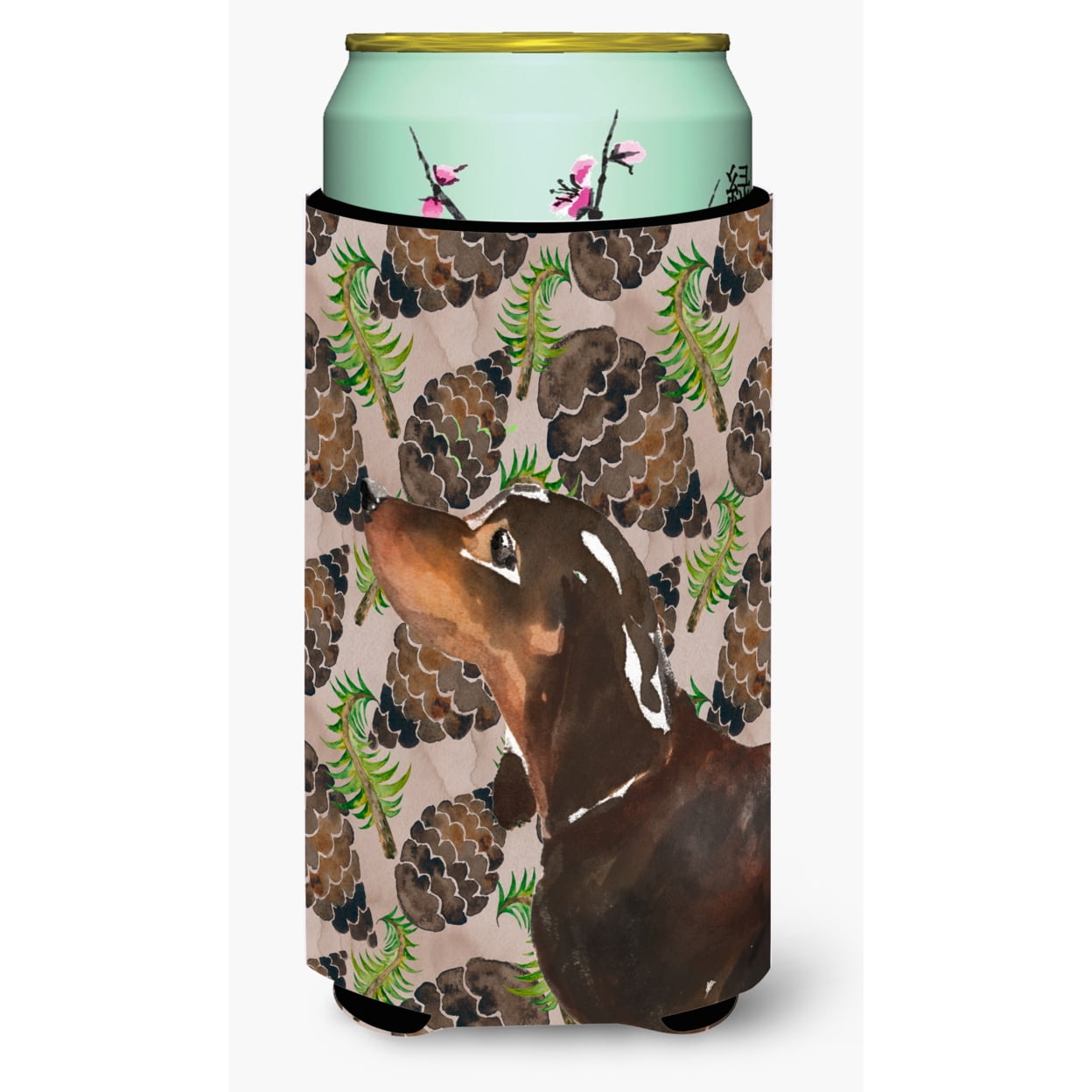 Picture of Carolines Treasures BB9580TBC Black & Tan Dachshund Pine Cones Tall Boy Beverage Insulator Hugger