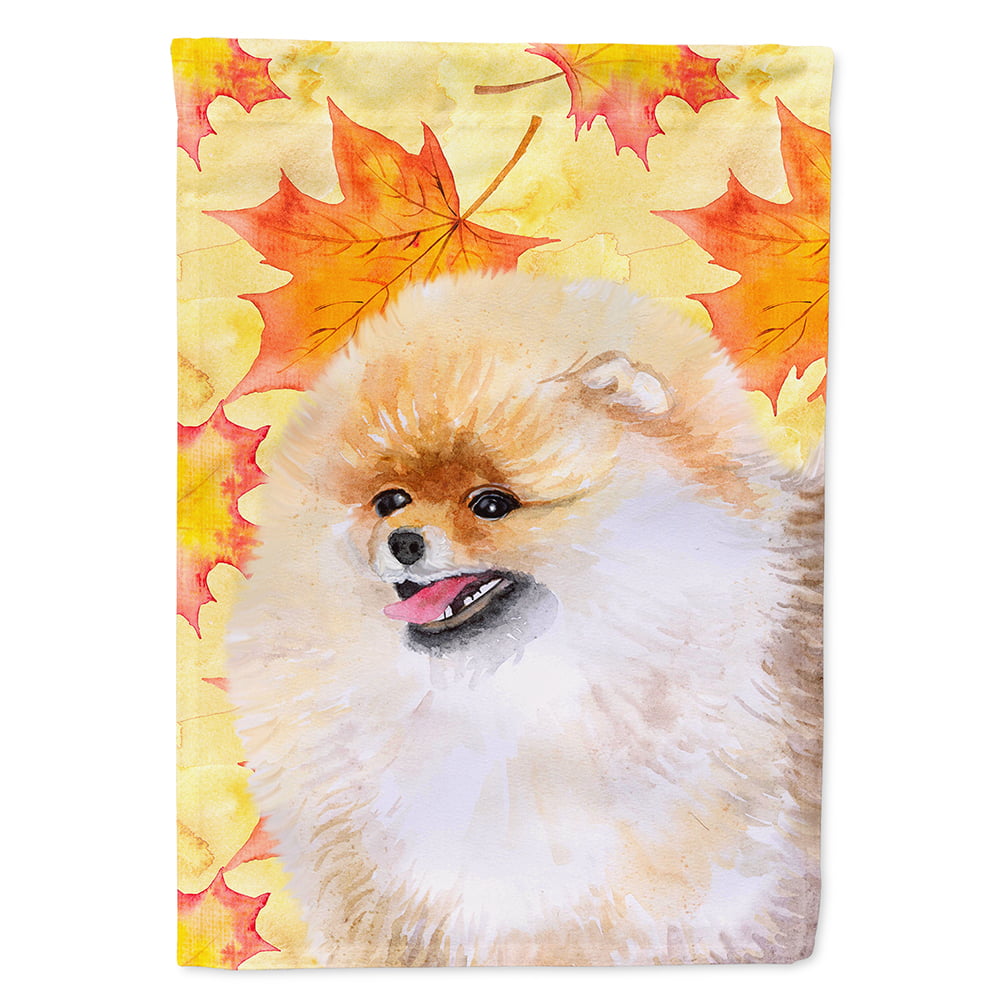 BB9943CHF Pomeranian Fall Flag - Canvas House Size