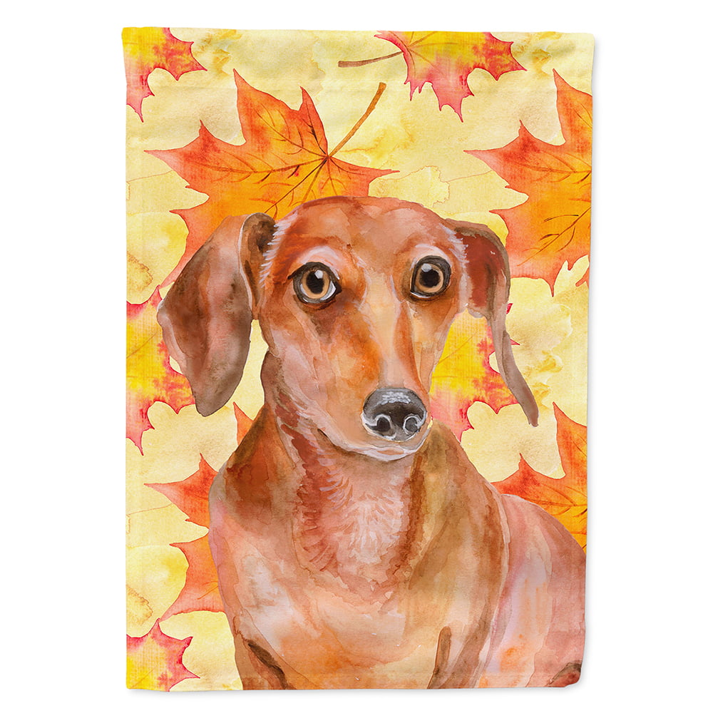 BB9968CHF Red Dachshund Fall Flag - Canvas House Size