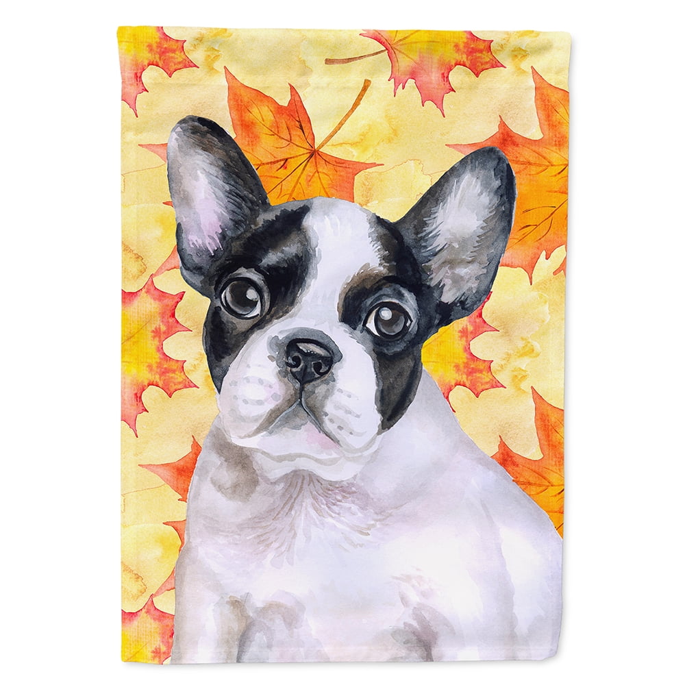 French Bulldog Black White Fall Flag - Canvas House Size