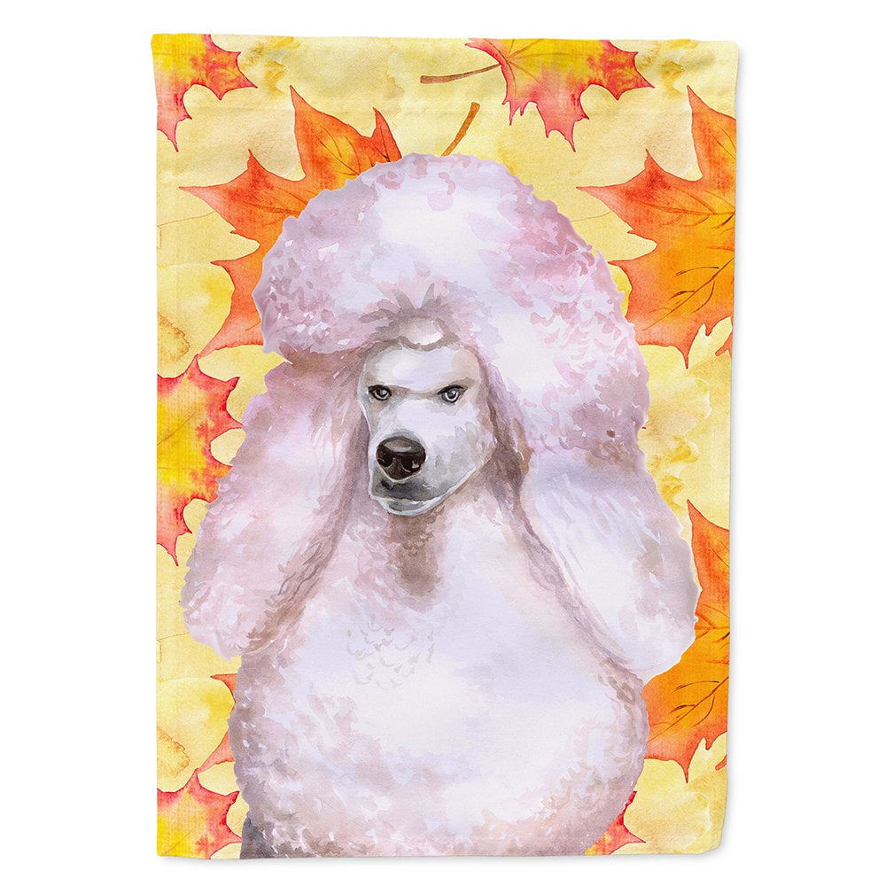 BB9978CHF White Standard Poodle Fall Flag - Canvas House Size