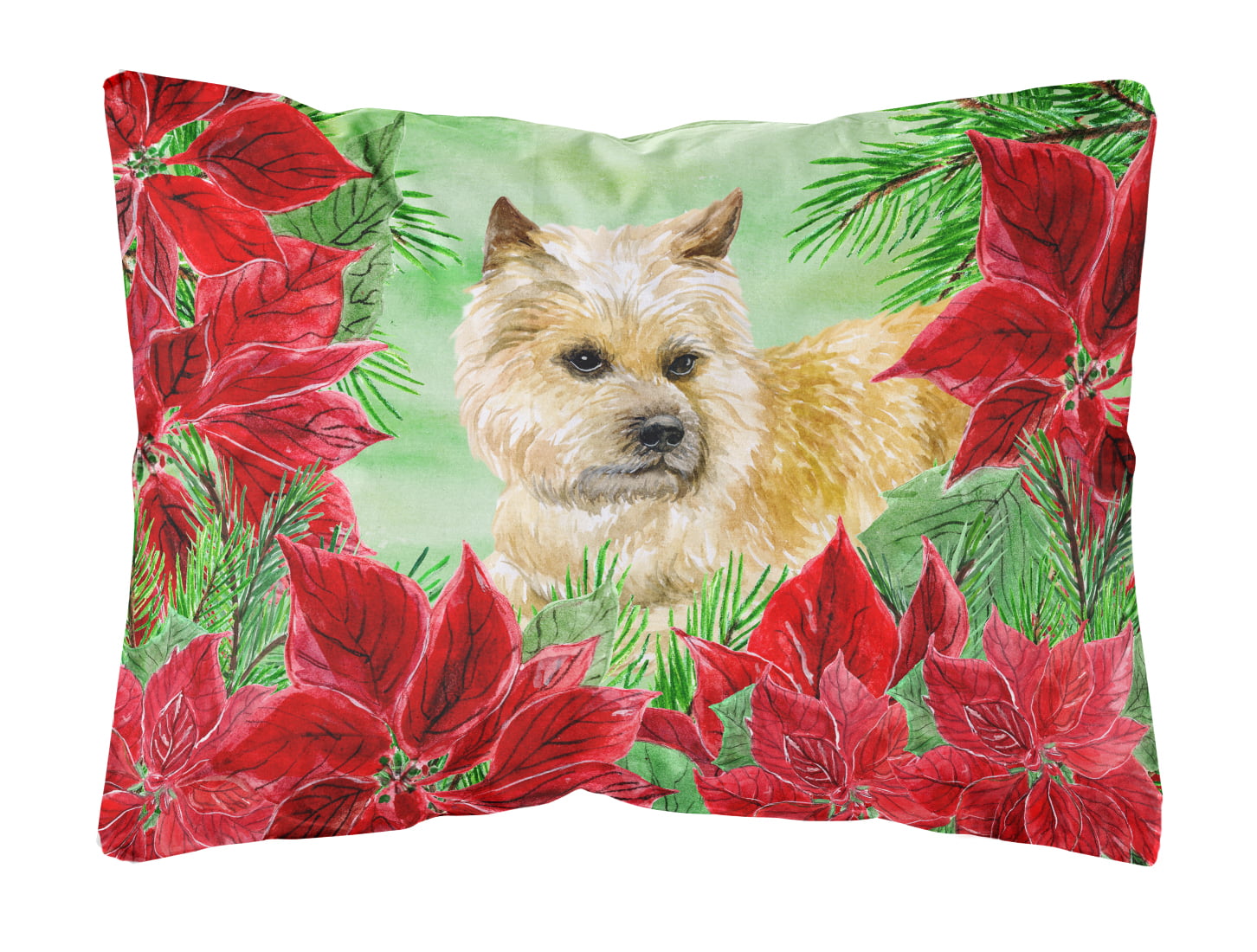 Cairn Terrier Poinsettas Canvas Fabric Decorative Pillow