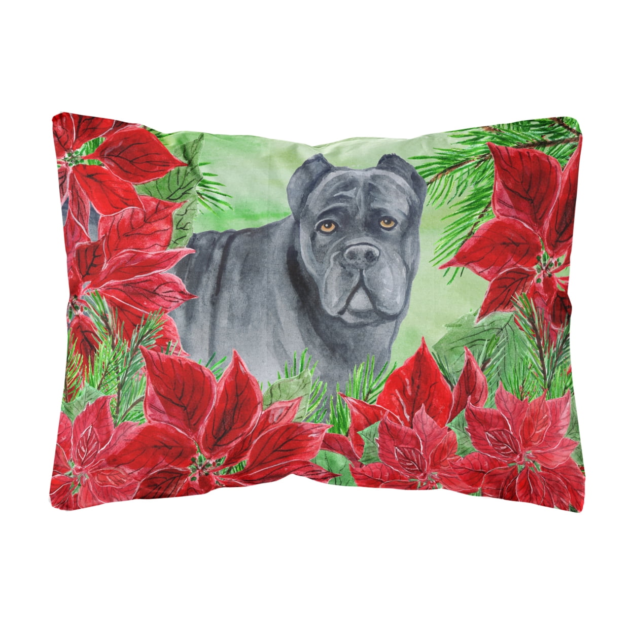 Cane Corso Poinsettas Canvas Fabric Decorative Pillow