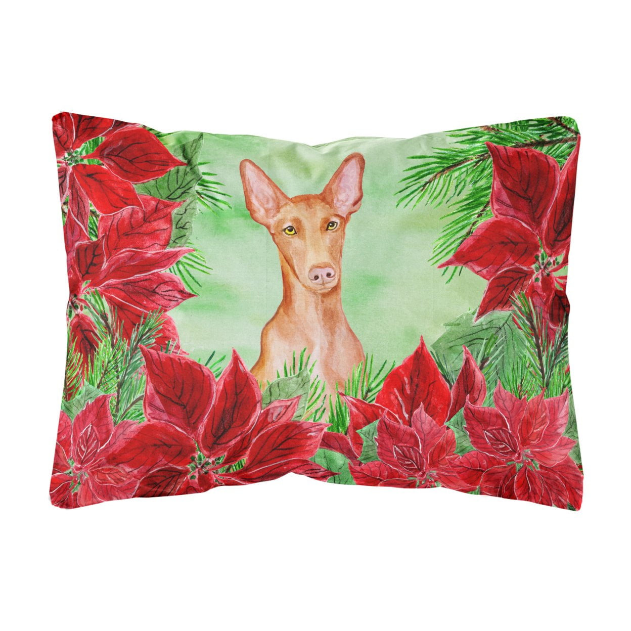 Pharaoh Hound Poinsettas Canvas Fabric Decorative Pillow