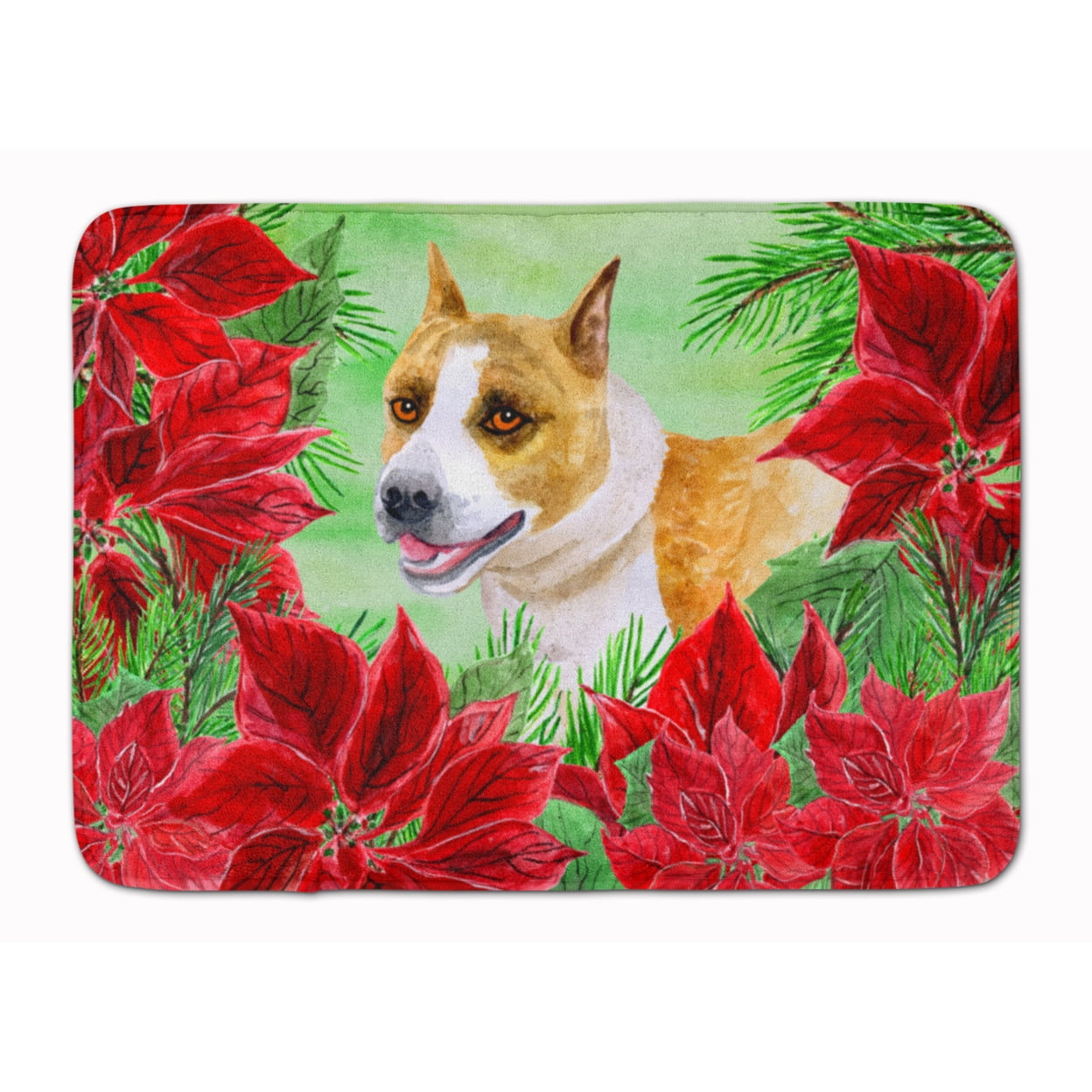 American Staffordshire Poinsettas Machine Washable Memory Foam Mat