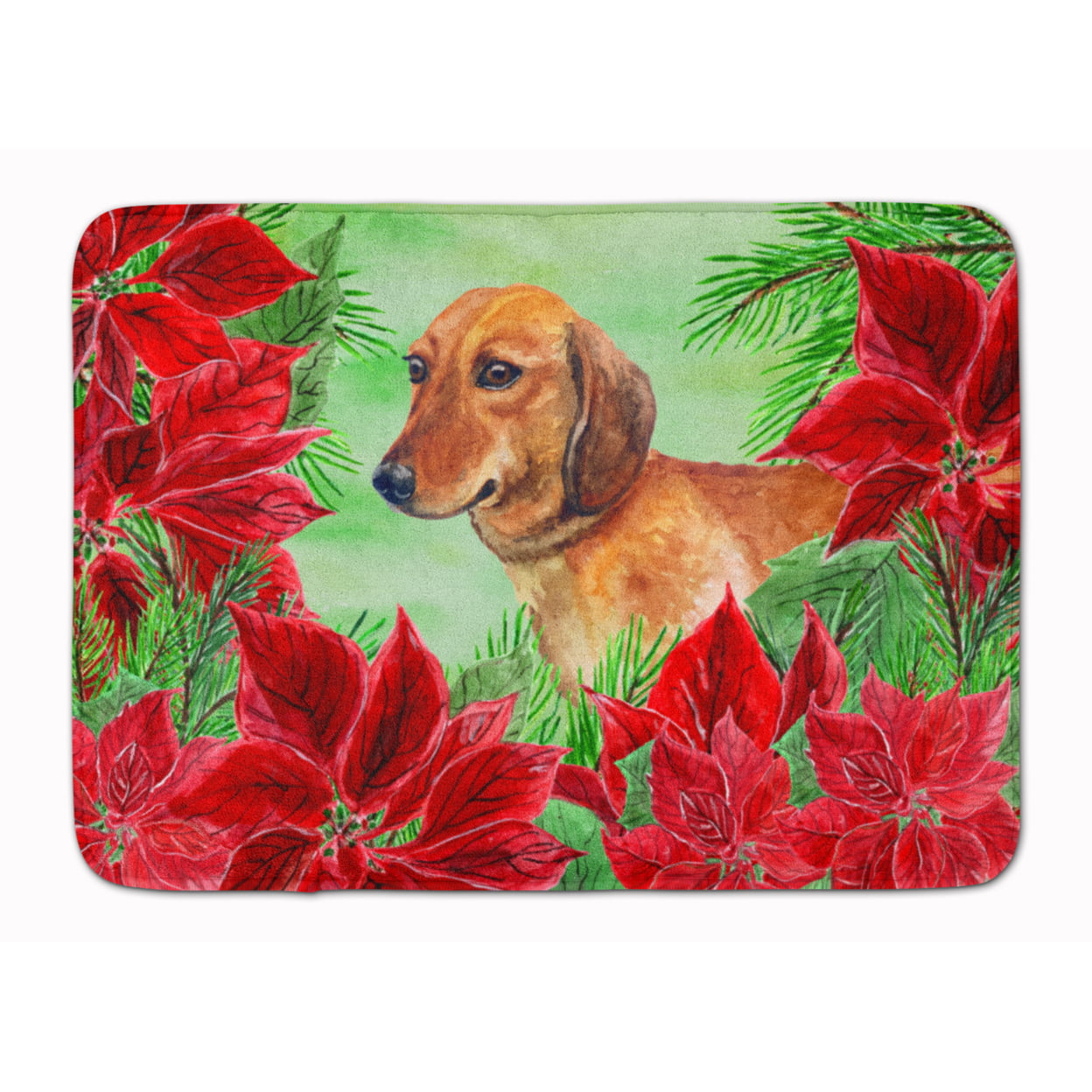CK1300RUG Dachshund Poinsettas Machine Washable Memory Foam Mat