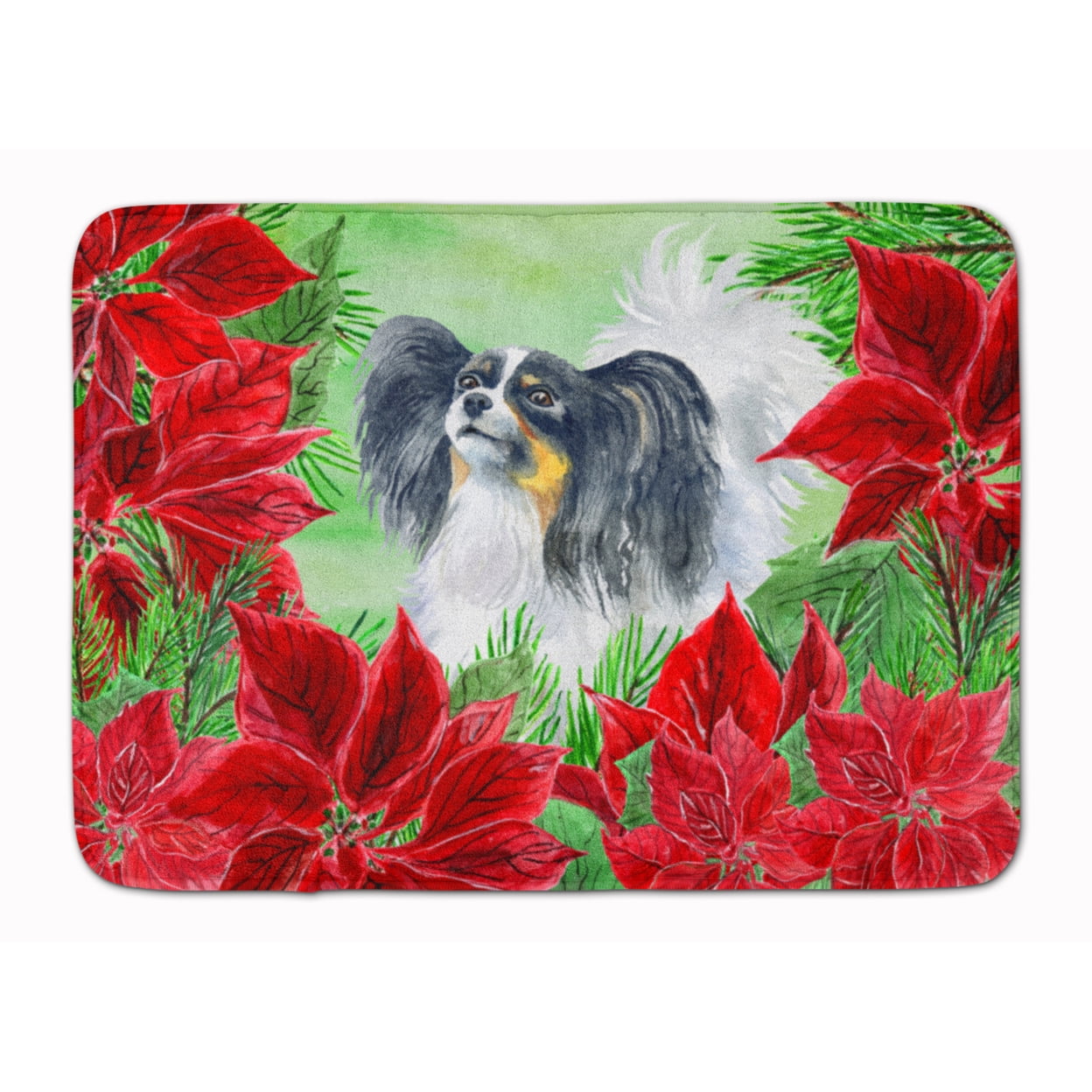 CK1305RUG Papillon Poinsettas Machine Washable Memory Foam Mat
