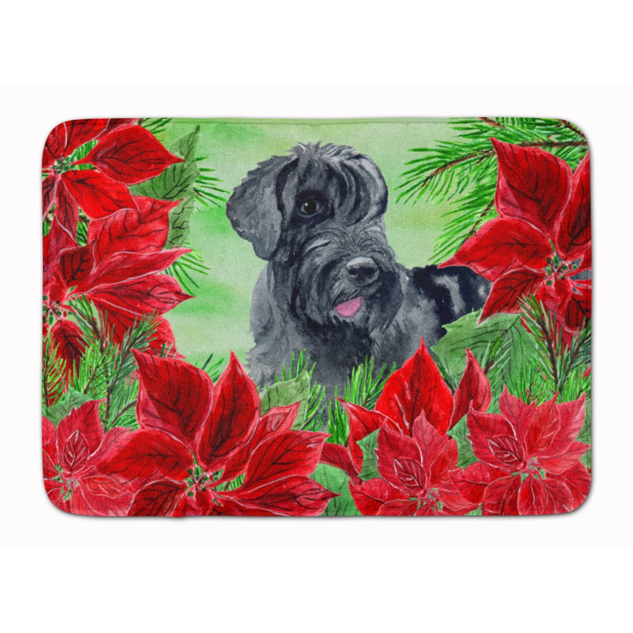 Giant Schnauzer Poinsettas Machine Washable Memory Foam Mat