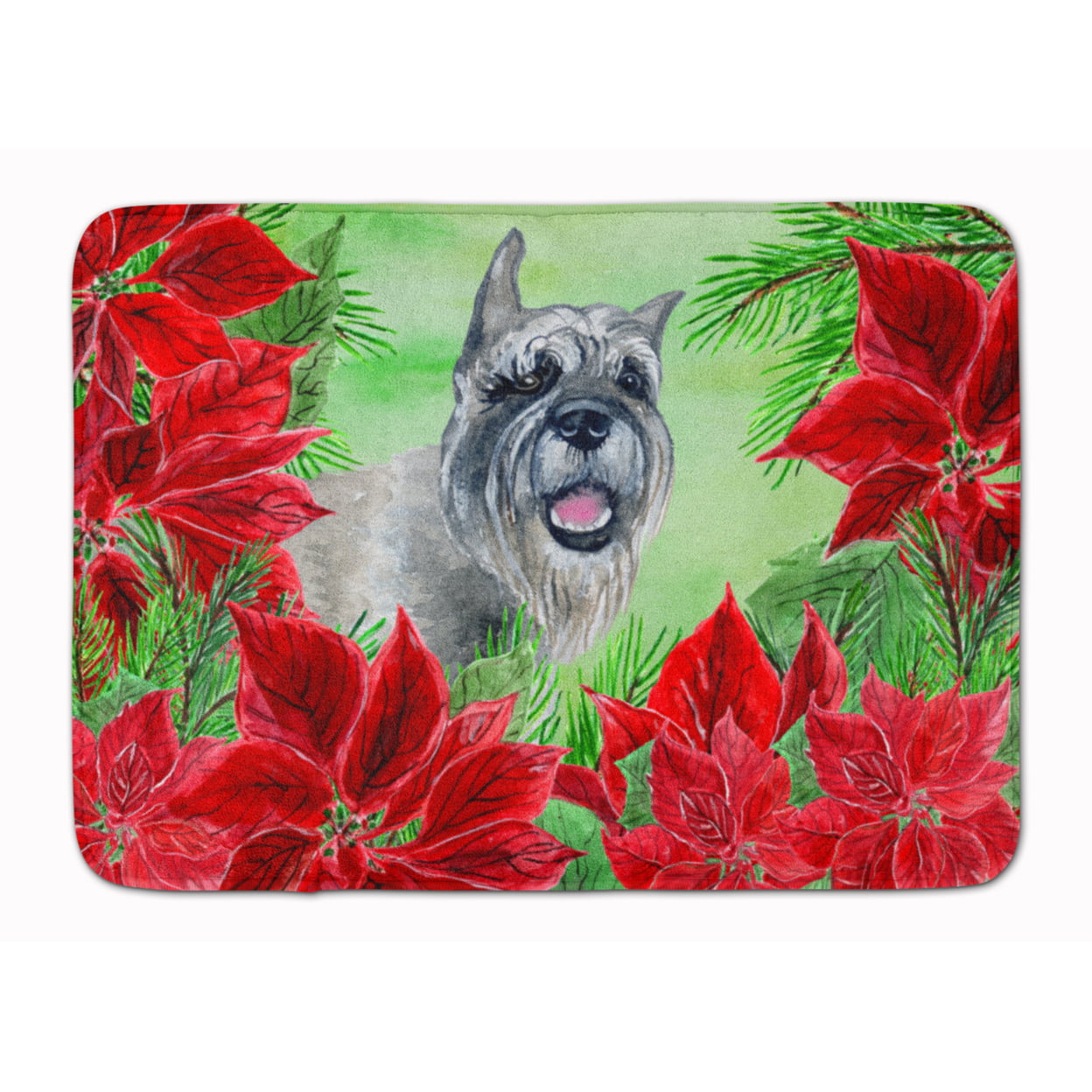 CK1310RUG Schnauzer Poinsettas Machine Washable Memory Foam Mat