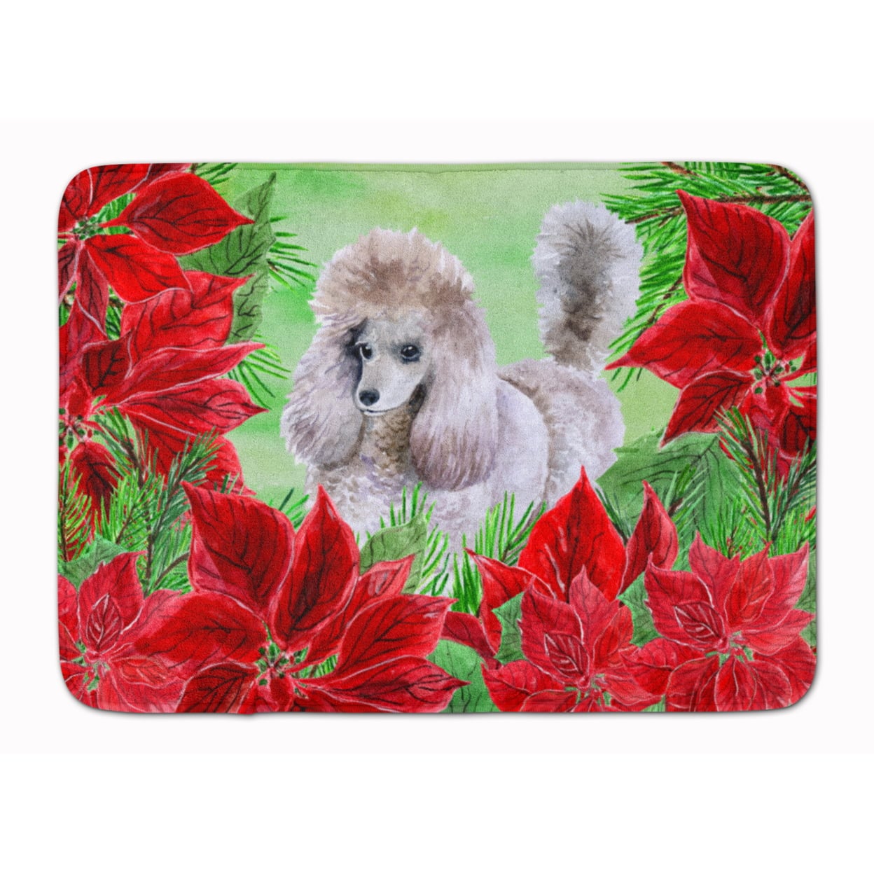 CK1313RUG Poodle Poinsettas Machine Washable Memory Foam Mat