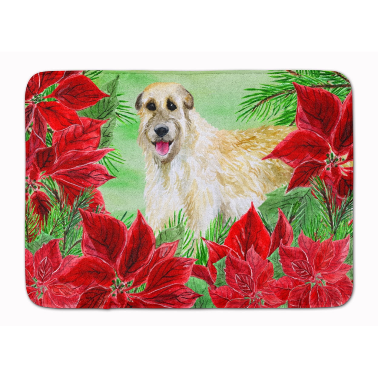 CK1318RUG Irish Wolfhound Poinsettas Machine Washable Memory Foam Mat