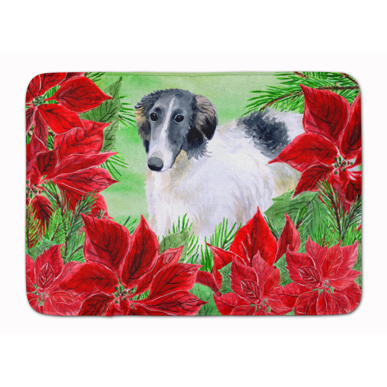CK1320RUG Borzoi Poinsettas Machine Washable Memory Foam Mat