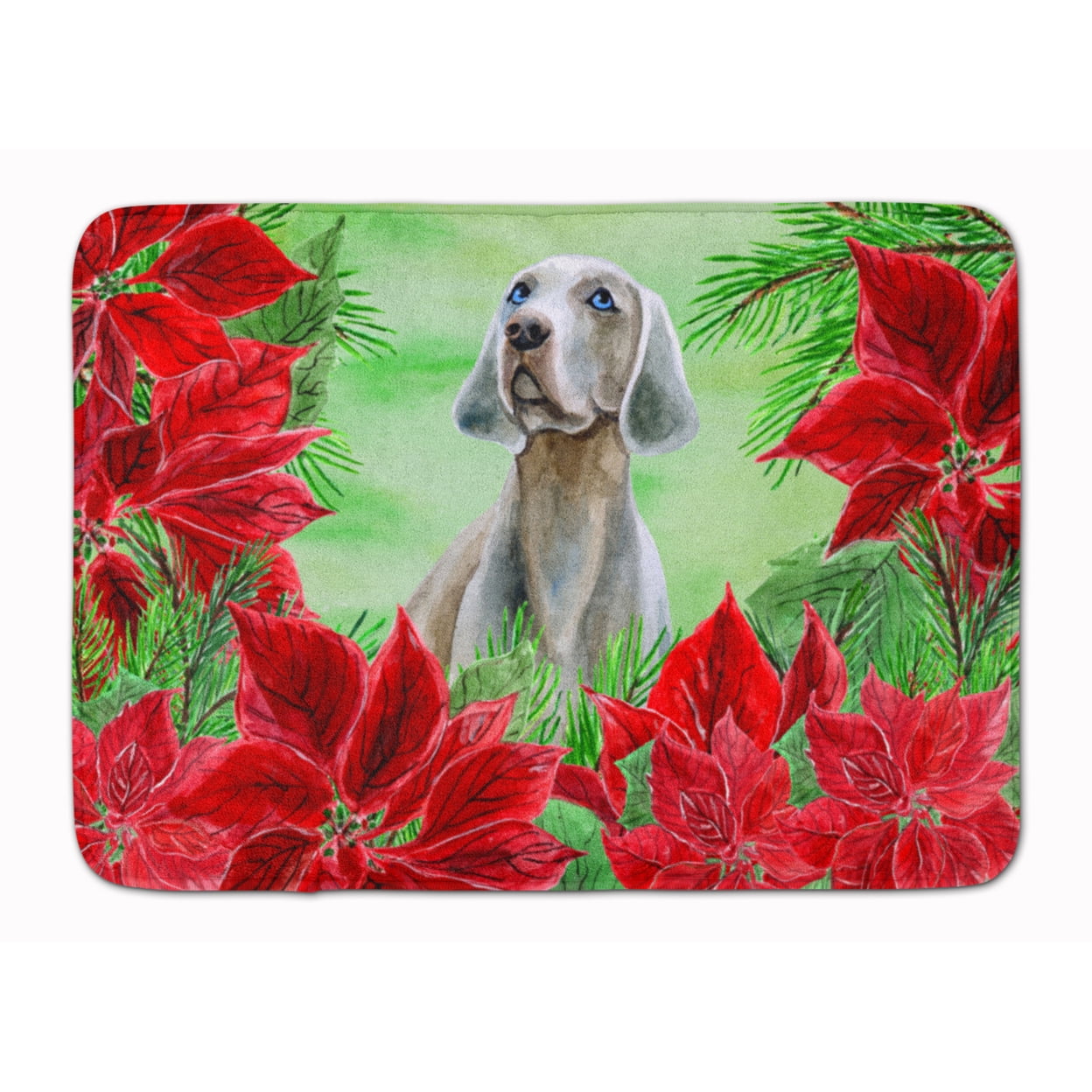 CK1322RUG Weimaraner Poinsettas Machine Washable Memory Foam Mat